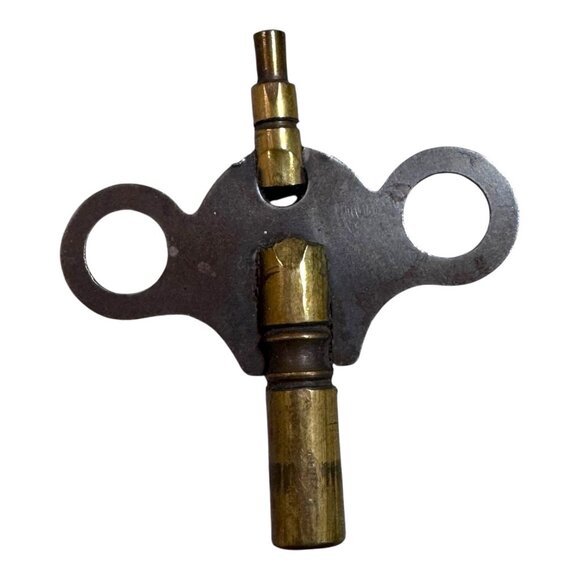 Vintage Brass Skeleton Key Double Sided Open Barrel Door Cabinet Chest Clock - Picture 1 of 6